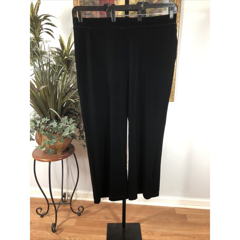 Chico’s Travelers Women’s Pants 3R XLR Black Pull-On‎ Stretch Wide Leg Velvet